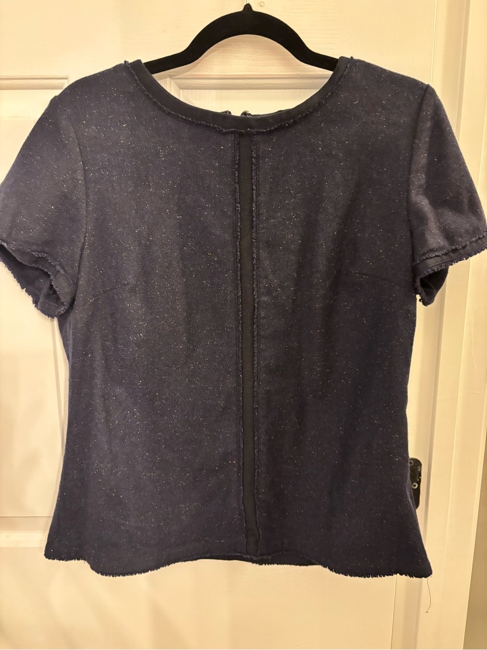 Banana Republic Navy Blue Short-Sleeve Sparkle Knit Top